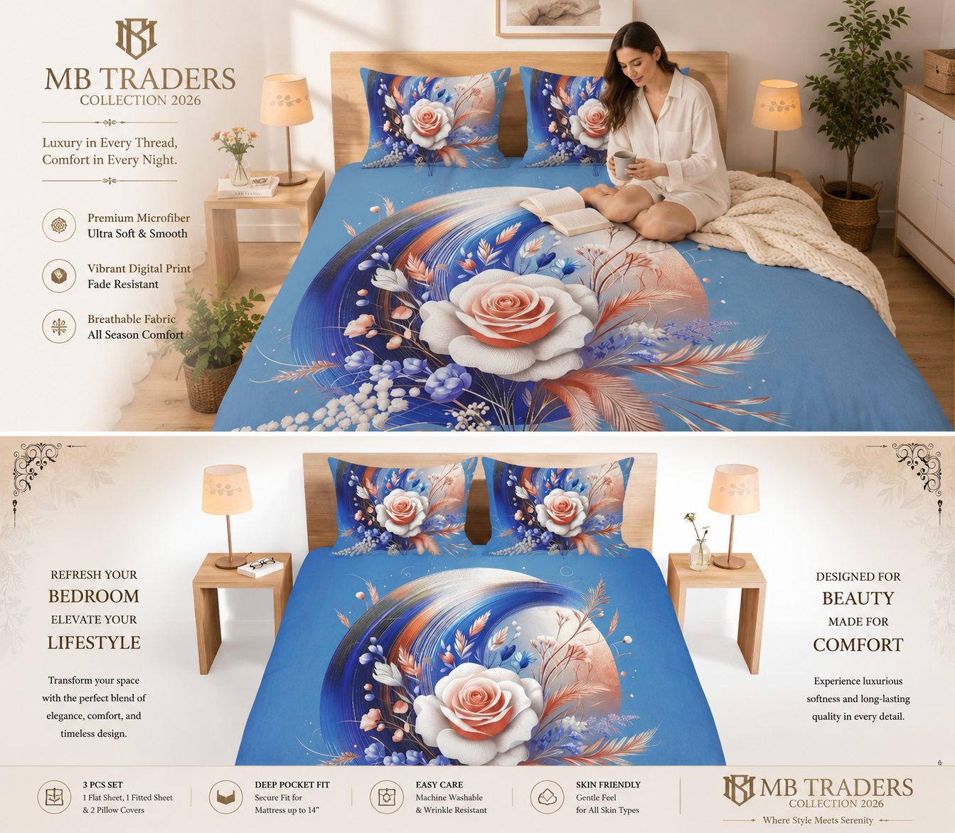 Upgrade Your Bedroom with Our Luxury 3D Printed Bedding Set!