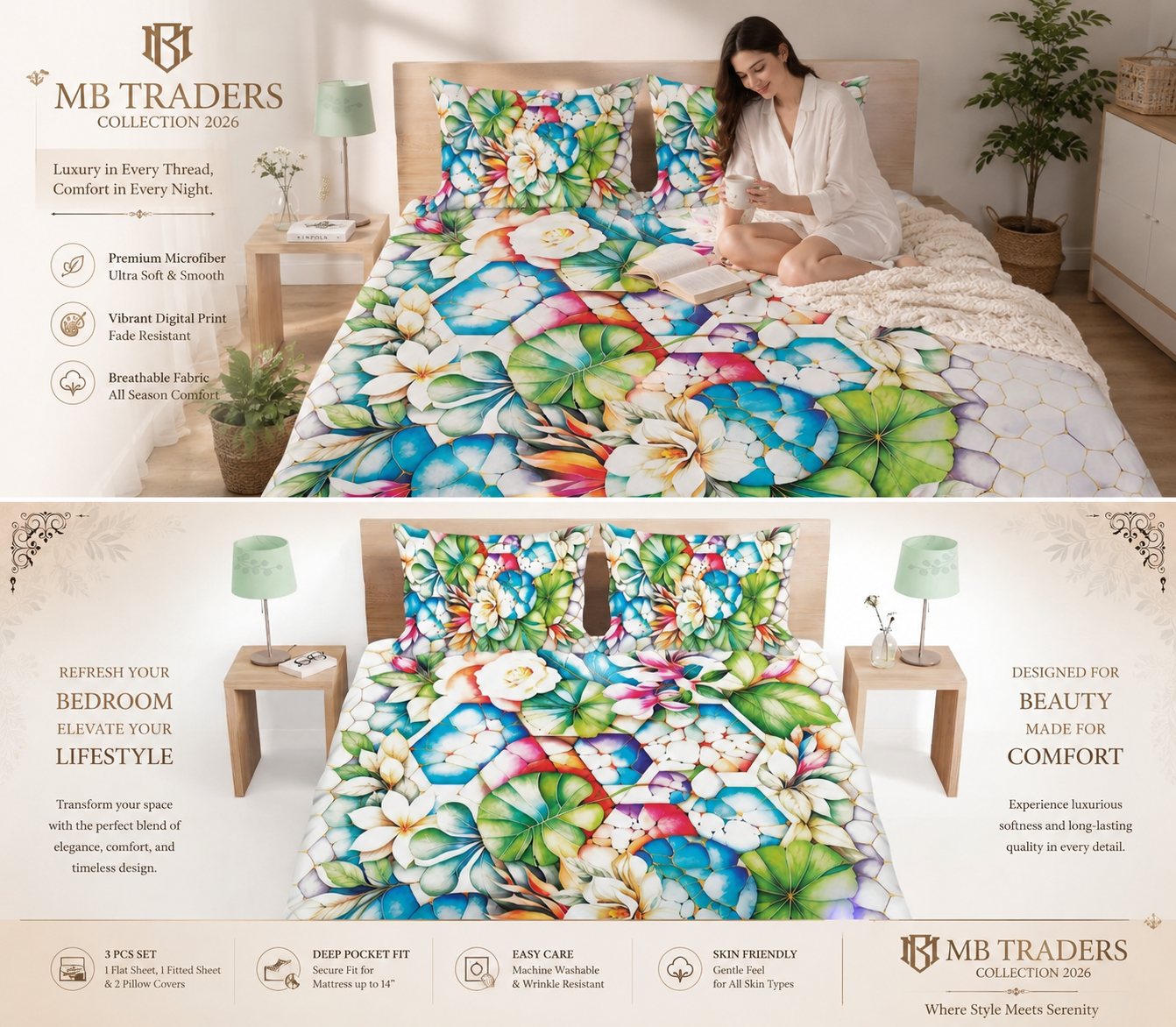 Upgrade Your Bedroom with Our Luxury 3D Printed Bedding Set!