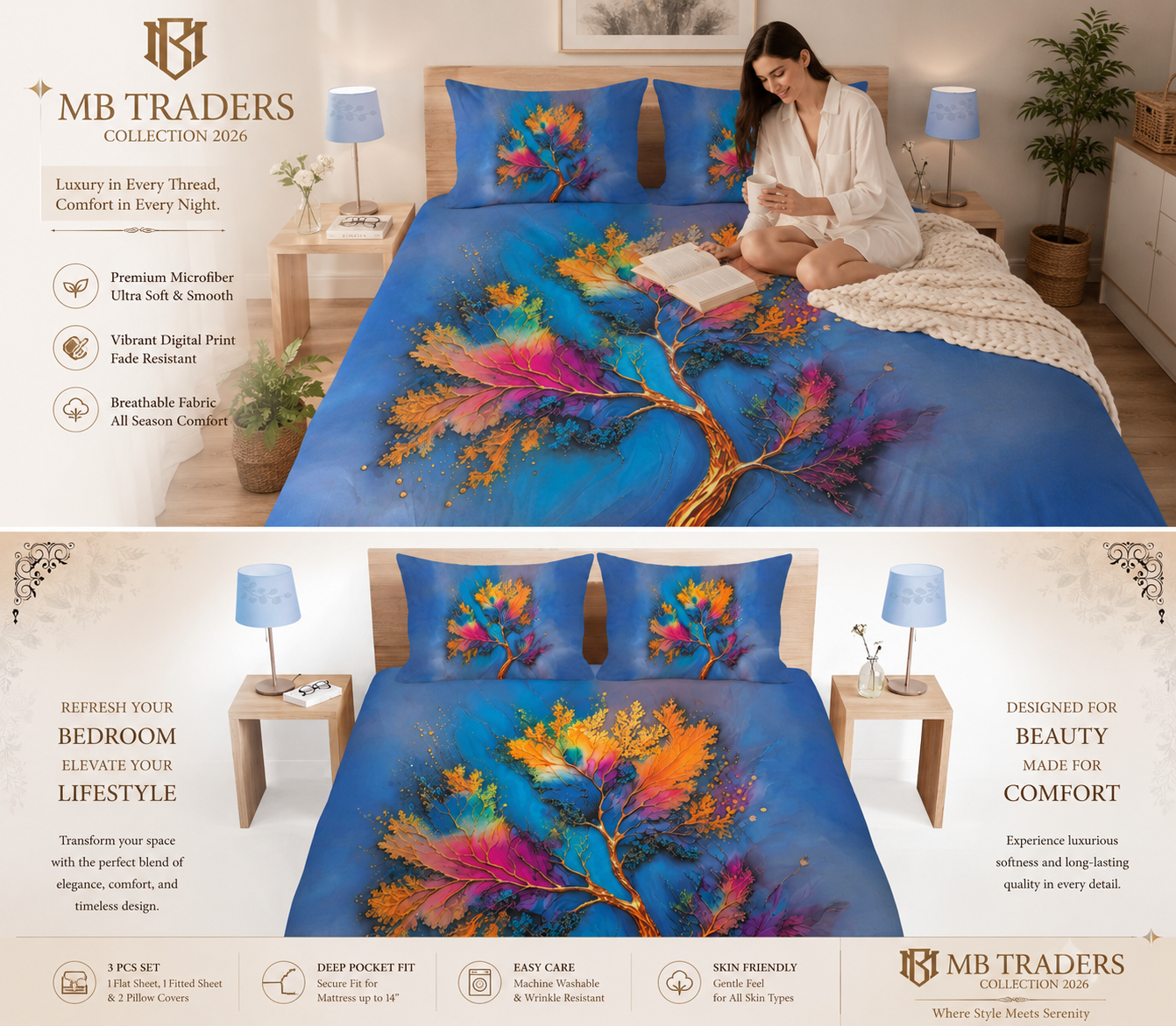 Upgrade Your Bedroom with Our Luxury 3D Printed Bedding Set!