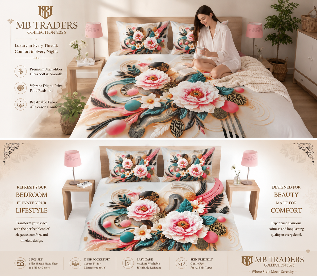 Upgrade Your Bedroom with Our Luxury 3D Printed Bedding Set!
