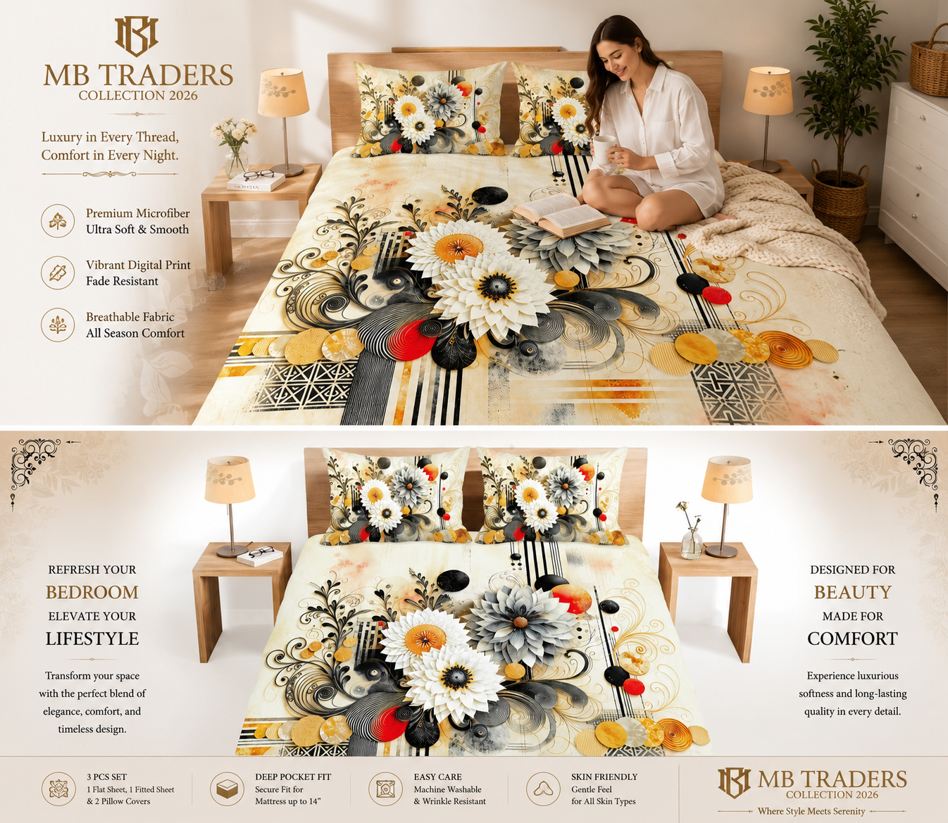 Upgrade Your Bedroom with Our Luxury 3D Printed Bedding Set!
